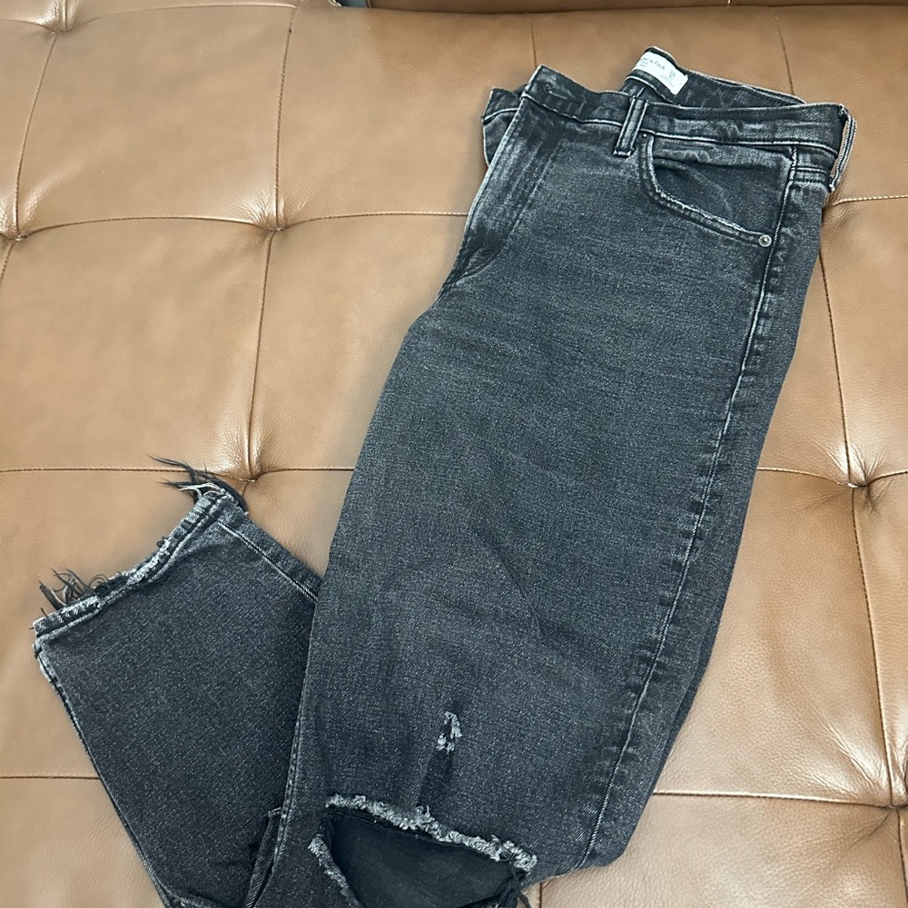Abercrombie & Fitch Charcoal Distressed Women Jeans